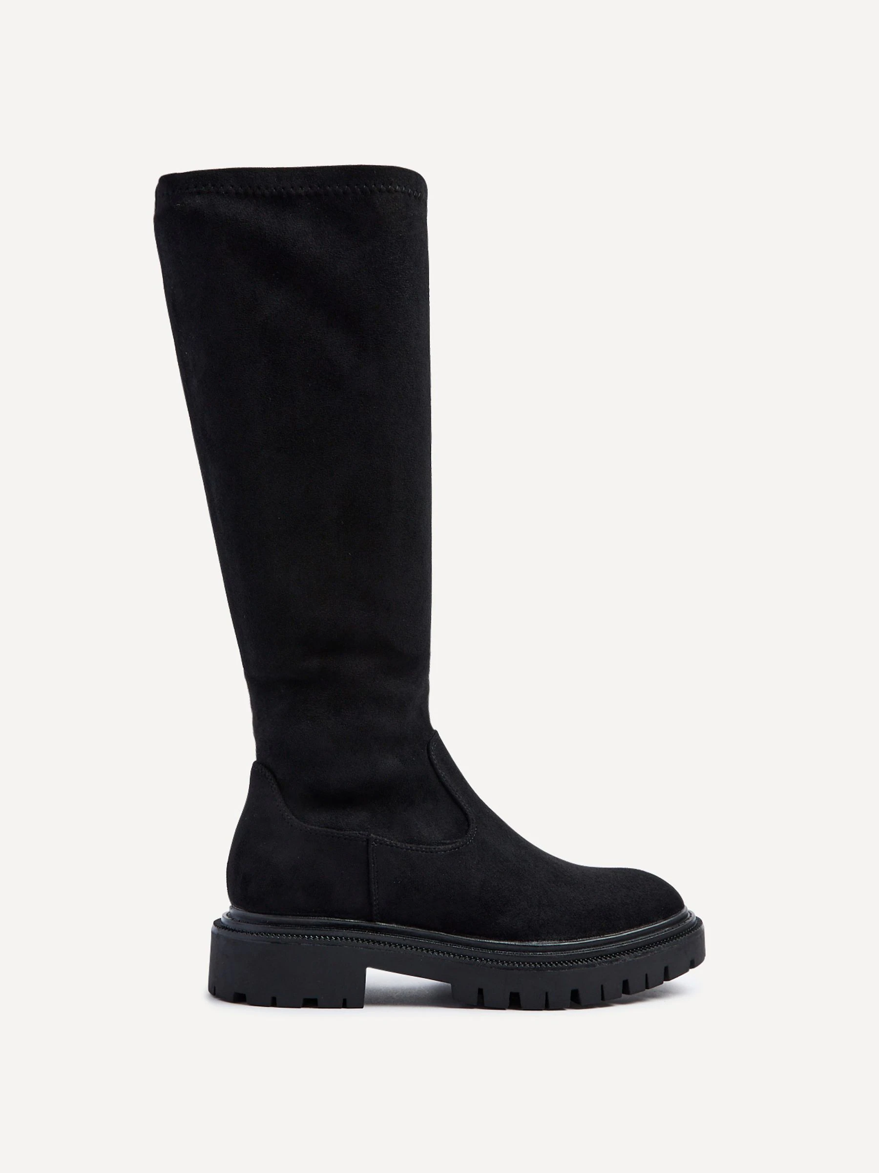 Linzi Black Suede Hallie High Leg Stretch Boots