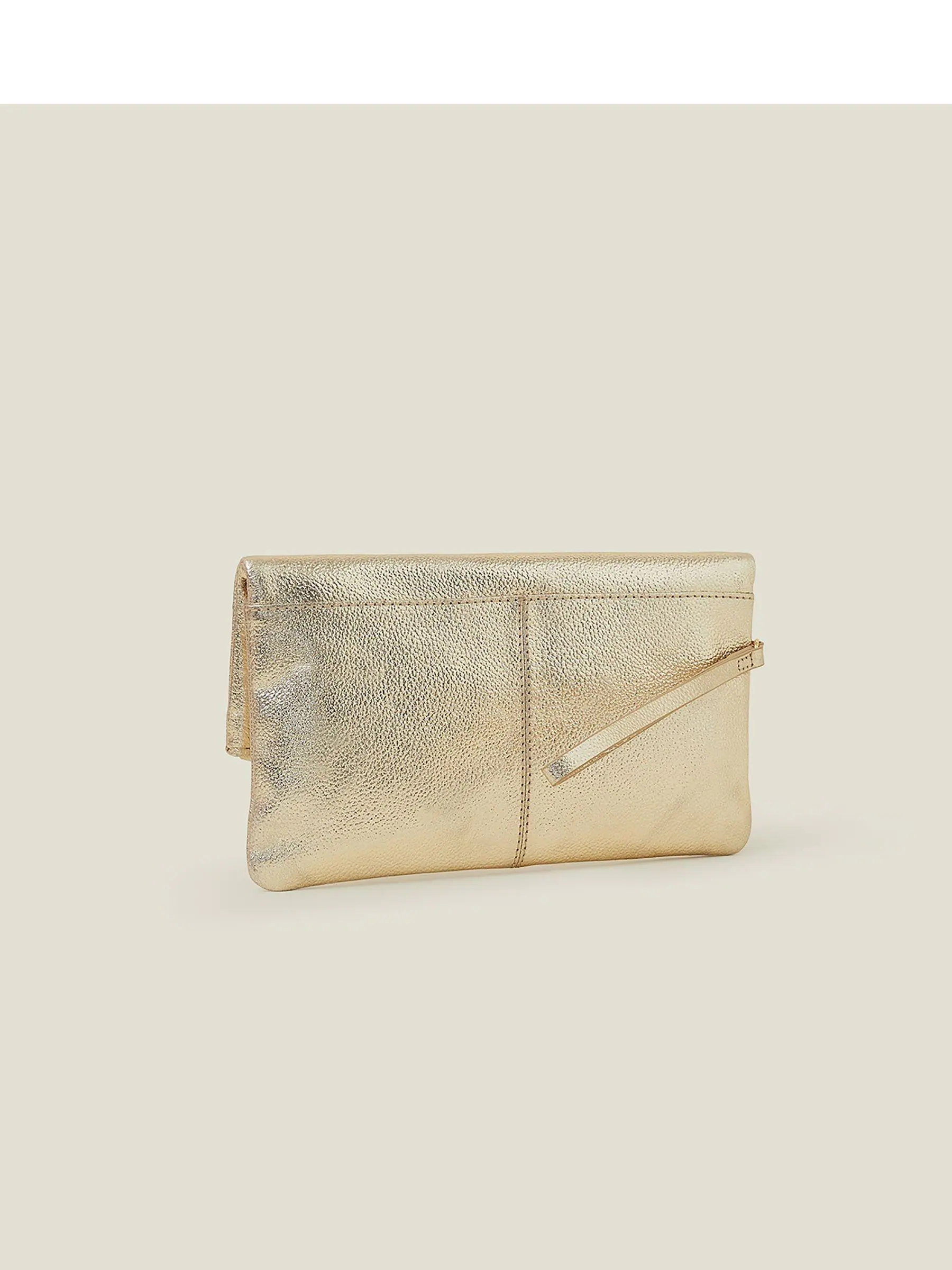 Accessorize Gold Leather Fold Over Clutch