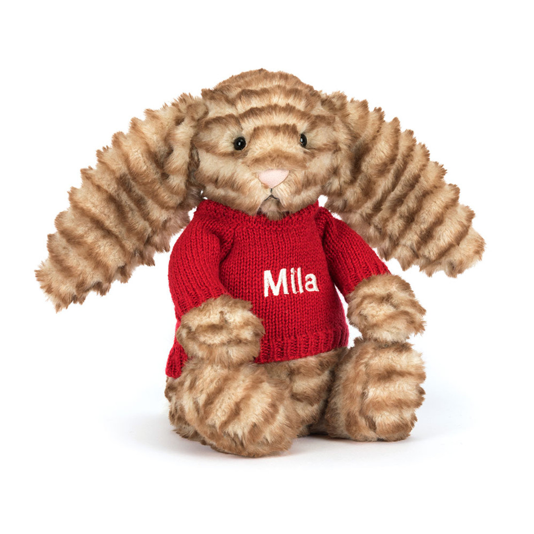 Bashful Luxe Bunny Juniper with Personalised Red Jumper