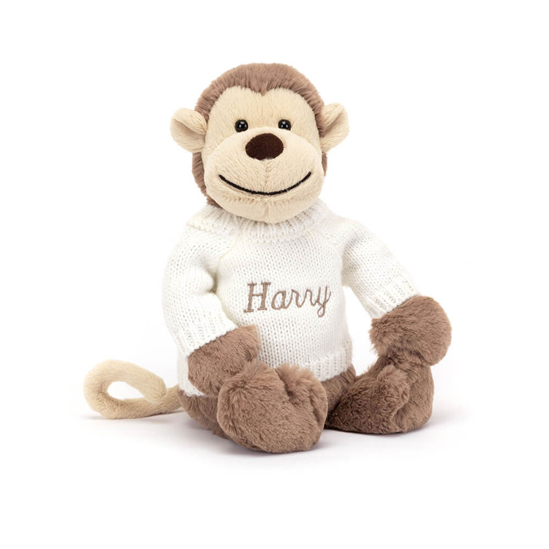 Bashful Monkey with Personalised Cream Jumper