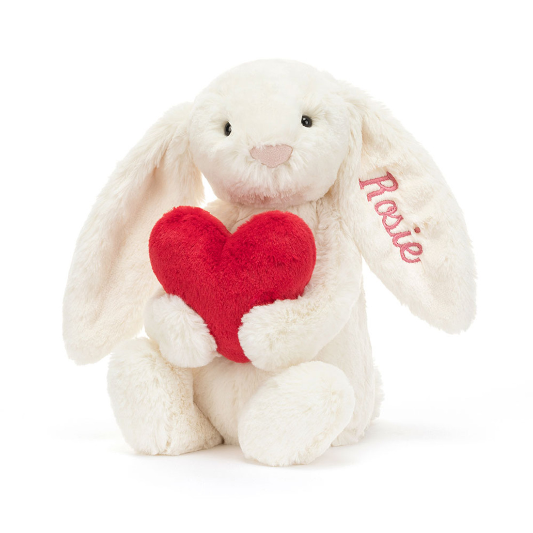 Personalised Bashful Red Love Heart Bunny Medium