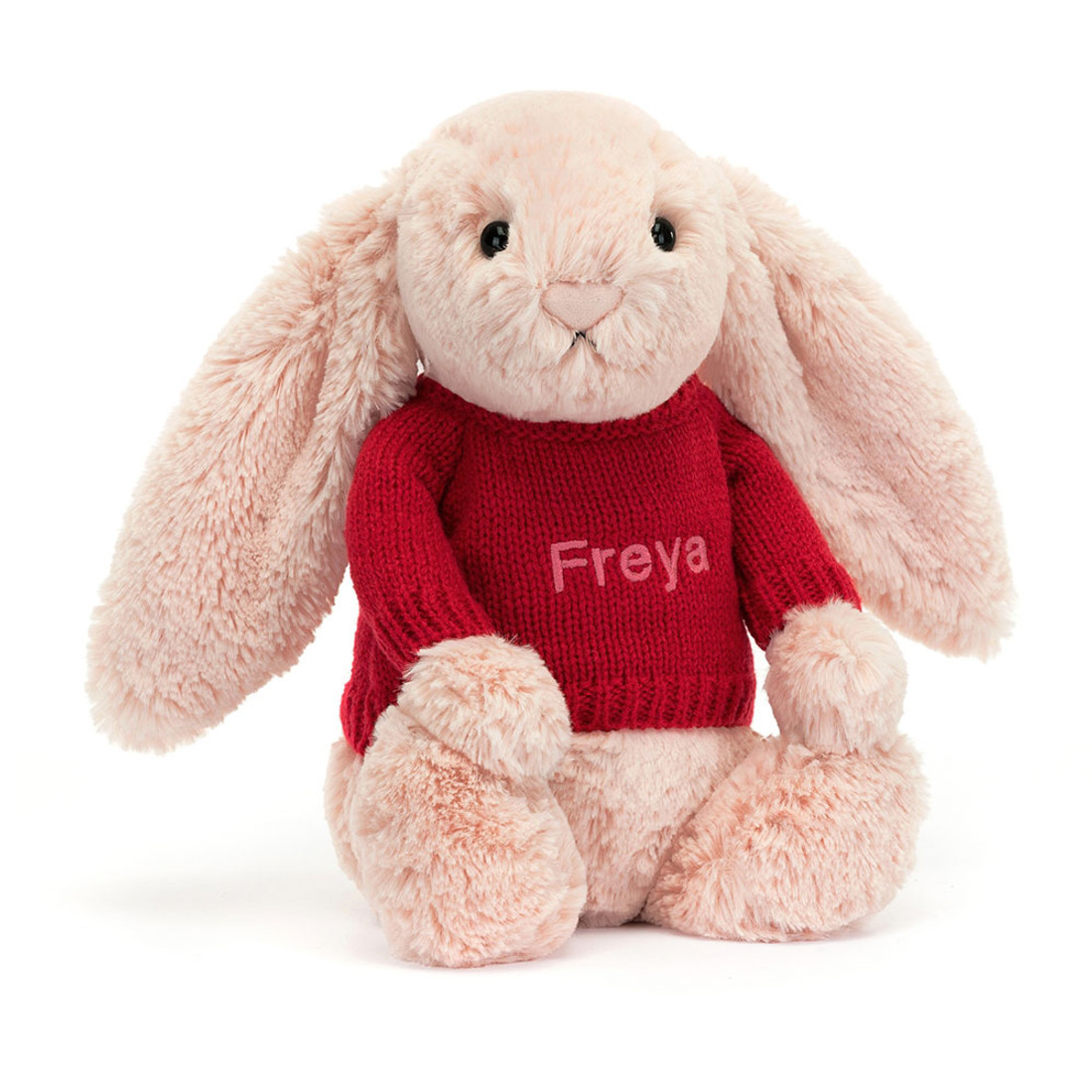 Bashful Blush Bunny with Personalised Red Jumper