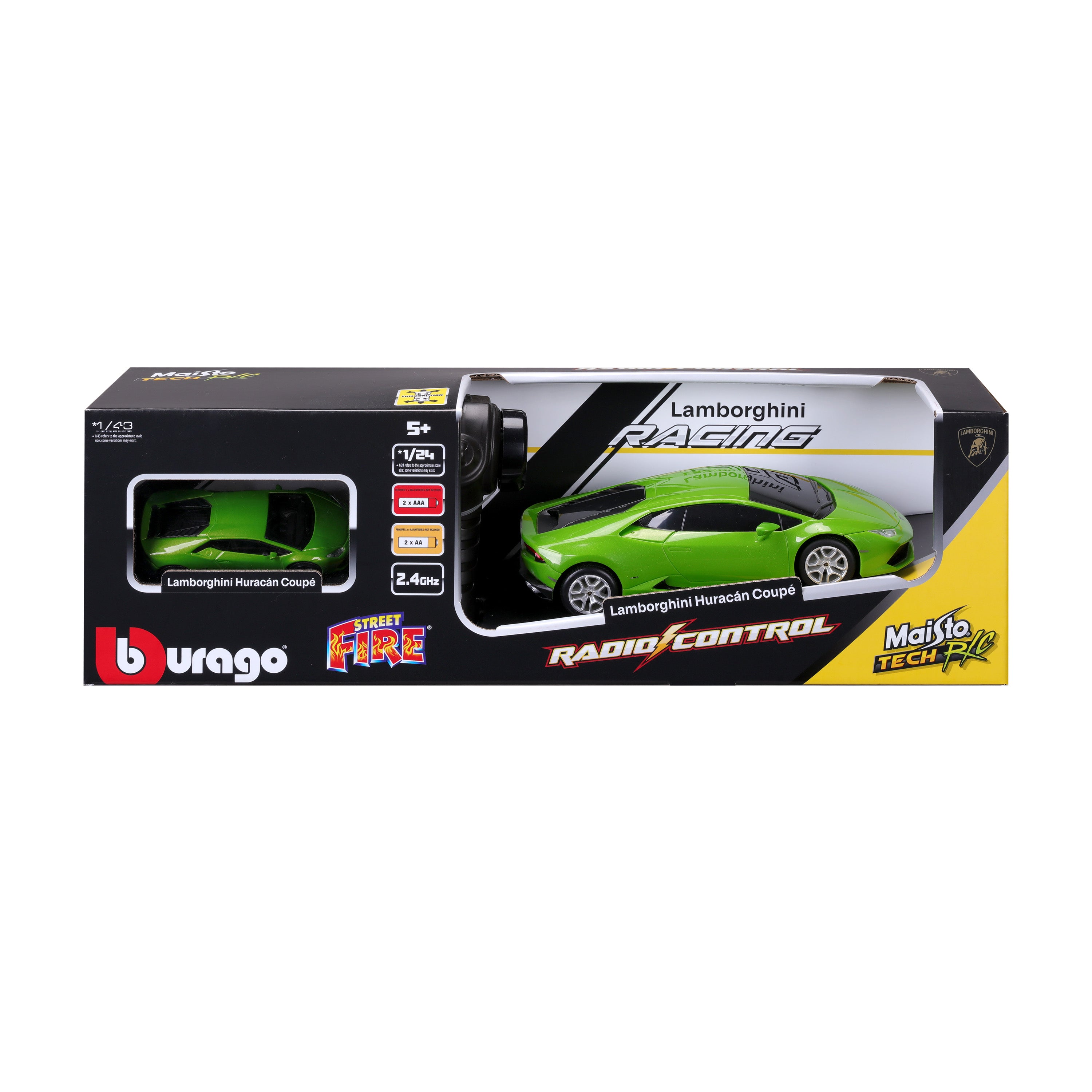 Co-Pack: Lamborghini Huracan Coupé Remote Control 1:24 Green + Diecast 1:43