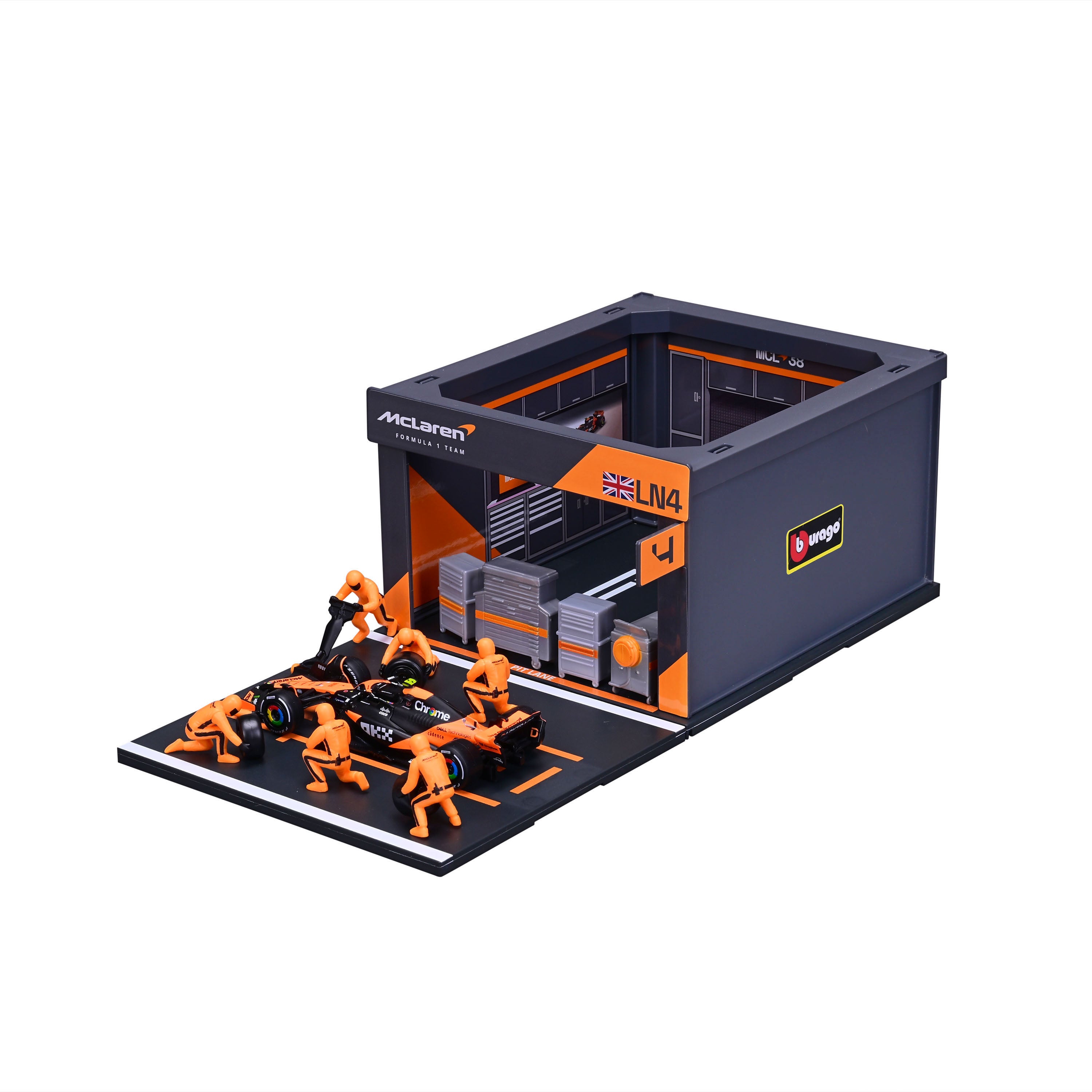 Pit Stop McLaren with MCL38 #4 Lando Norris Diecast Model 1:43 F1 2024