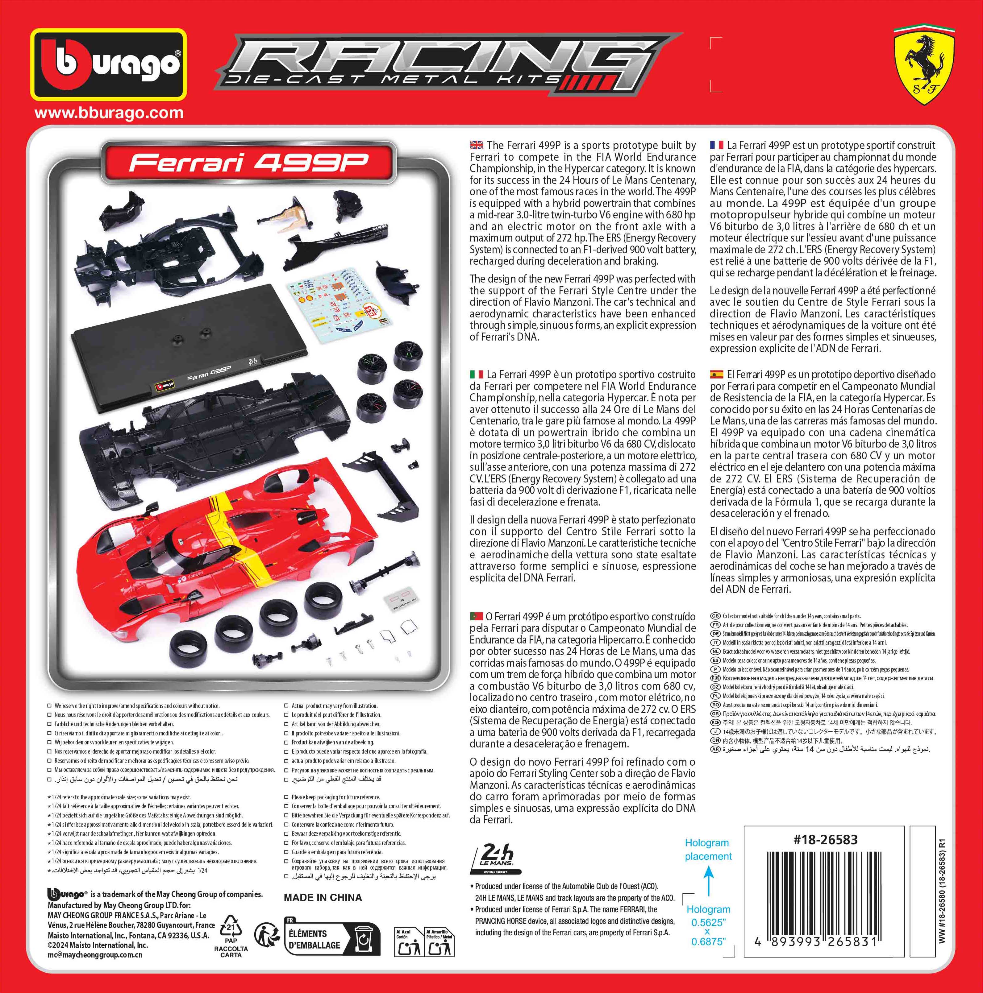 Model Kit Ferrari 499P #51 24h Le Mans Champion 2023 – 1:24 Scale