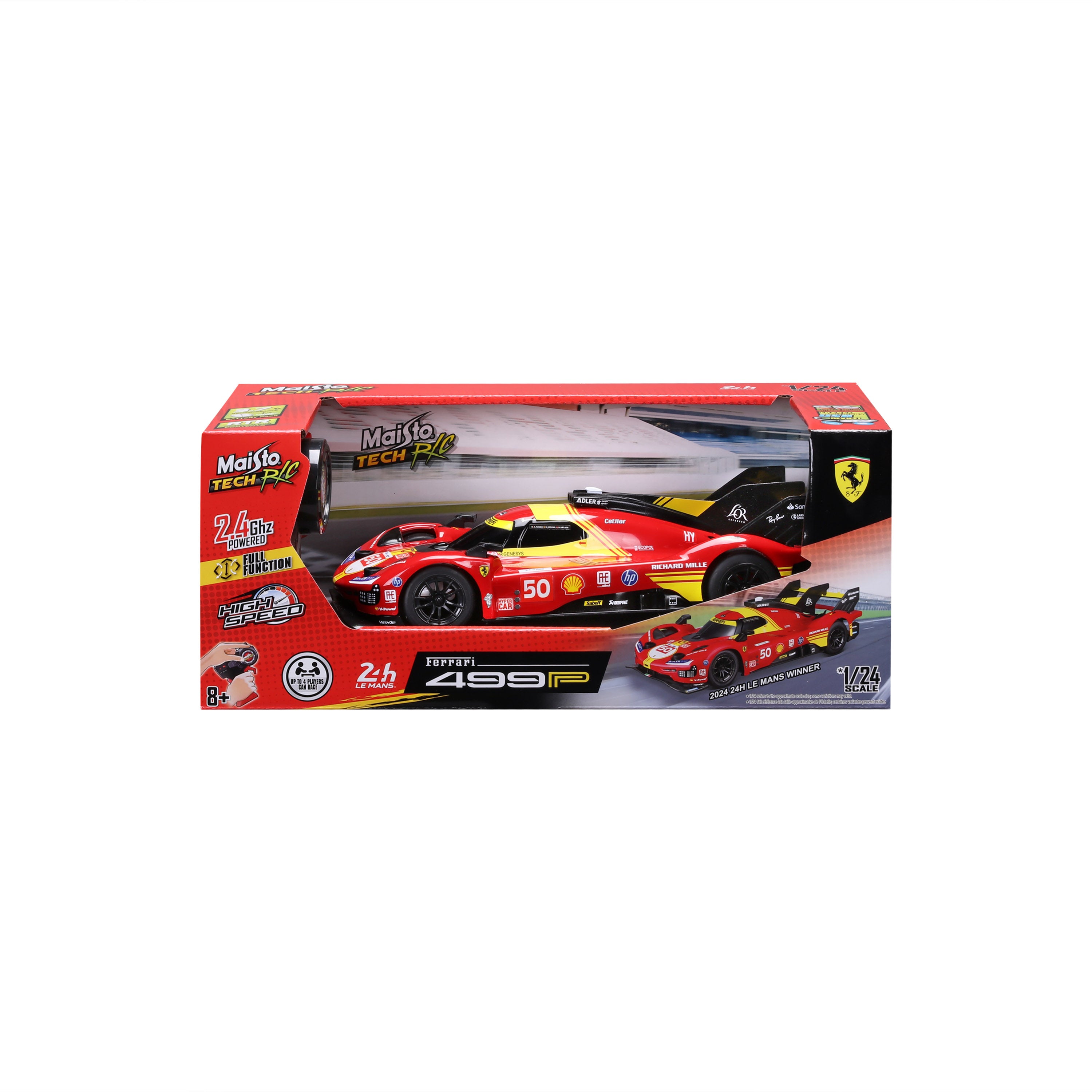 Remote Control Car Ferrari 499P 24H 2024 Le Mans Champion #50 – 1:24 Scale