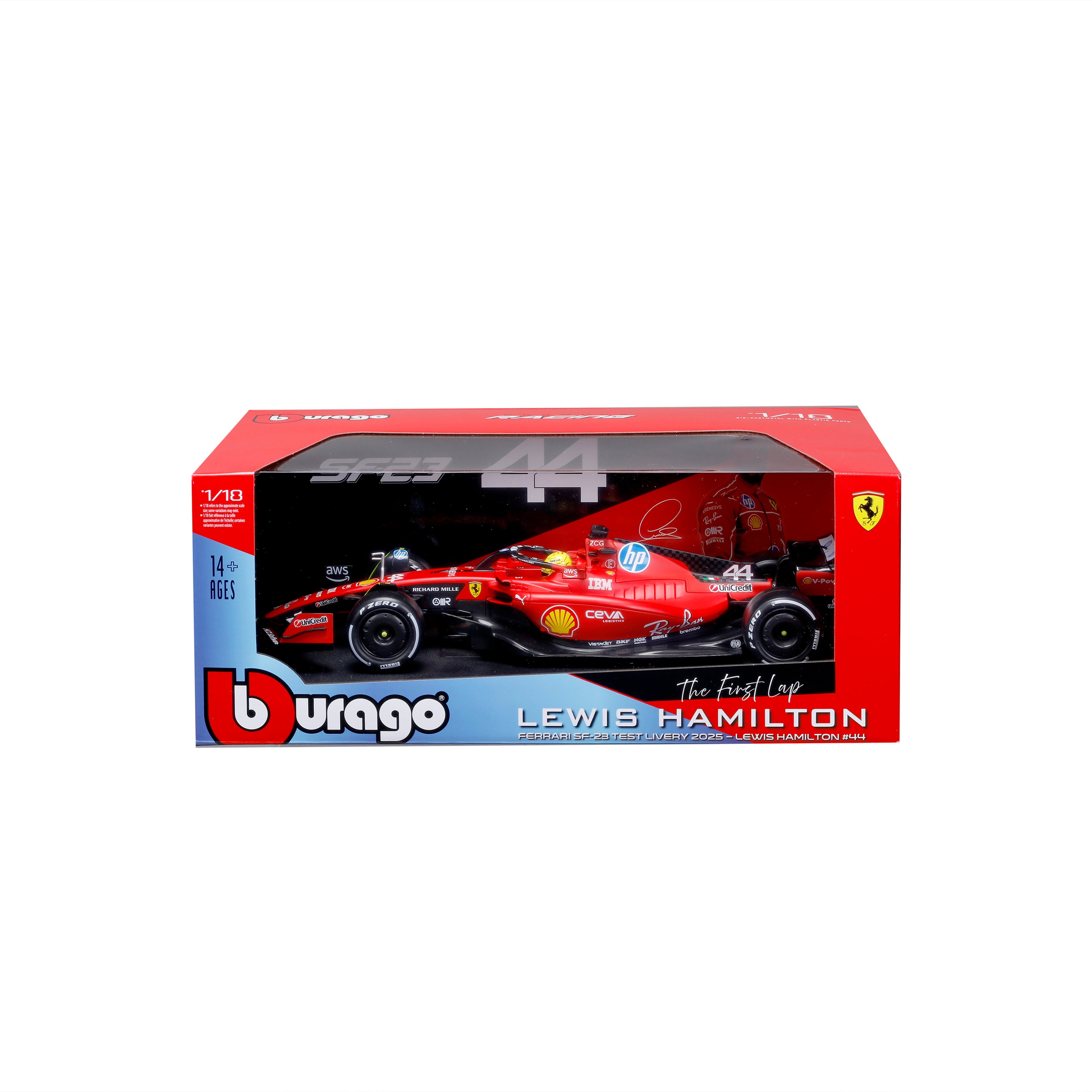Ferrari SF-23 #44 Hamilton Test Fiorano 1:18 Red Diecast Model