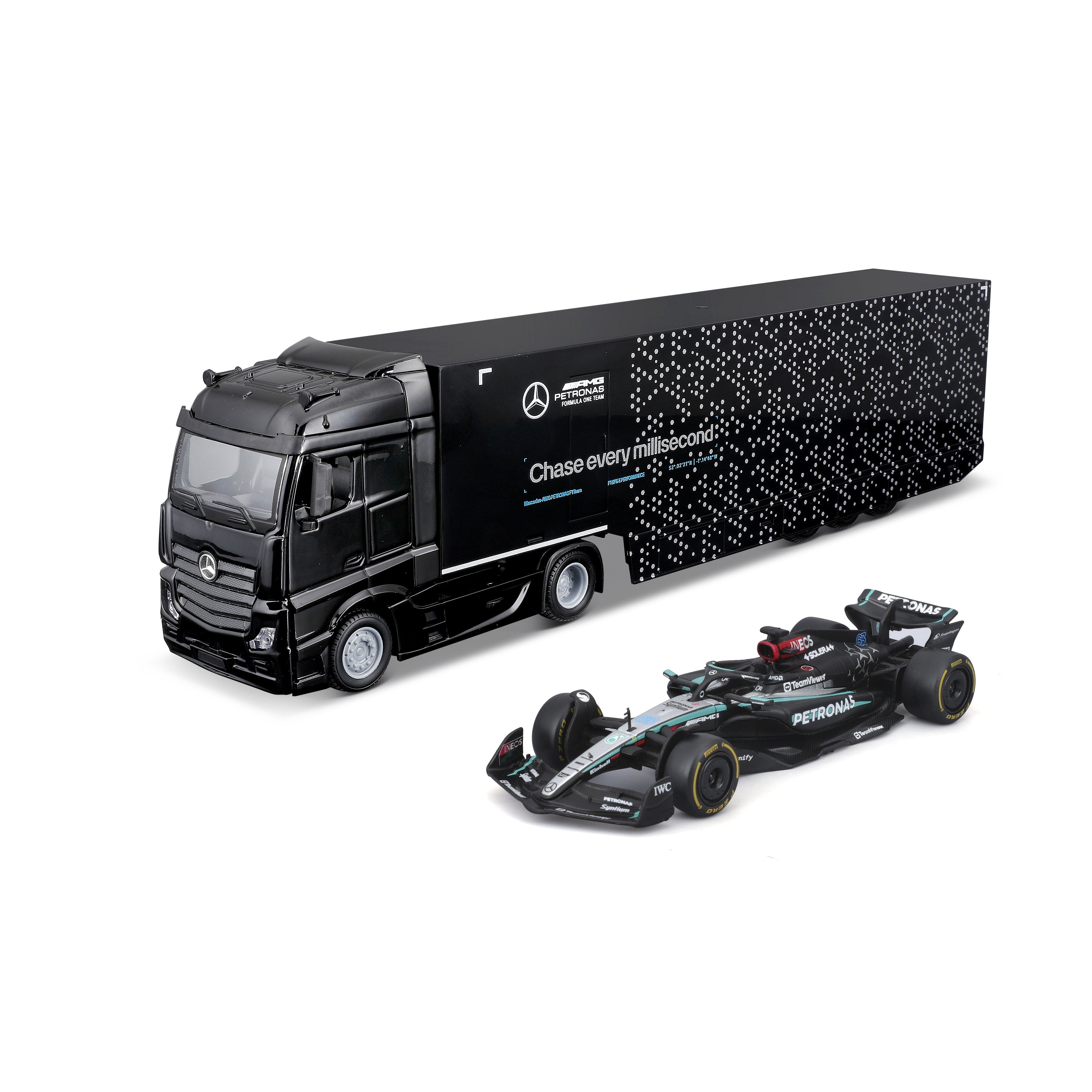 Mercedes-AMG Semi Truck with Mercedes W15 #63 George Russell – 1:43 Diecast Model