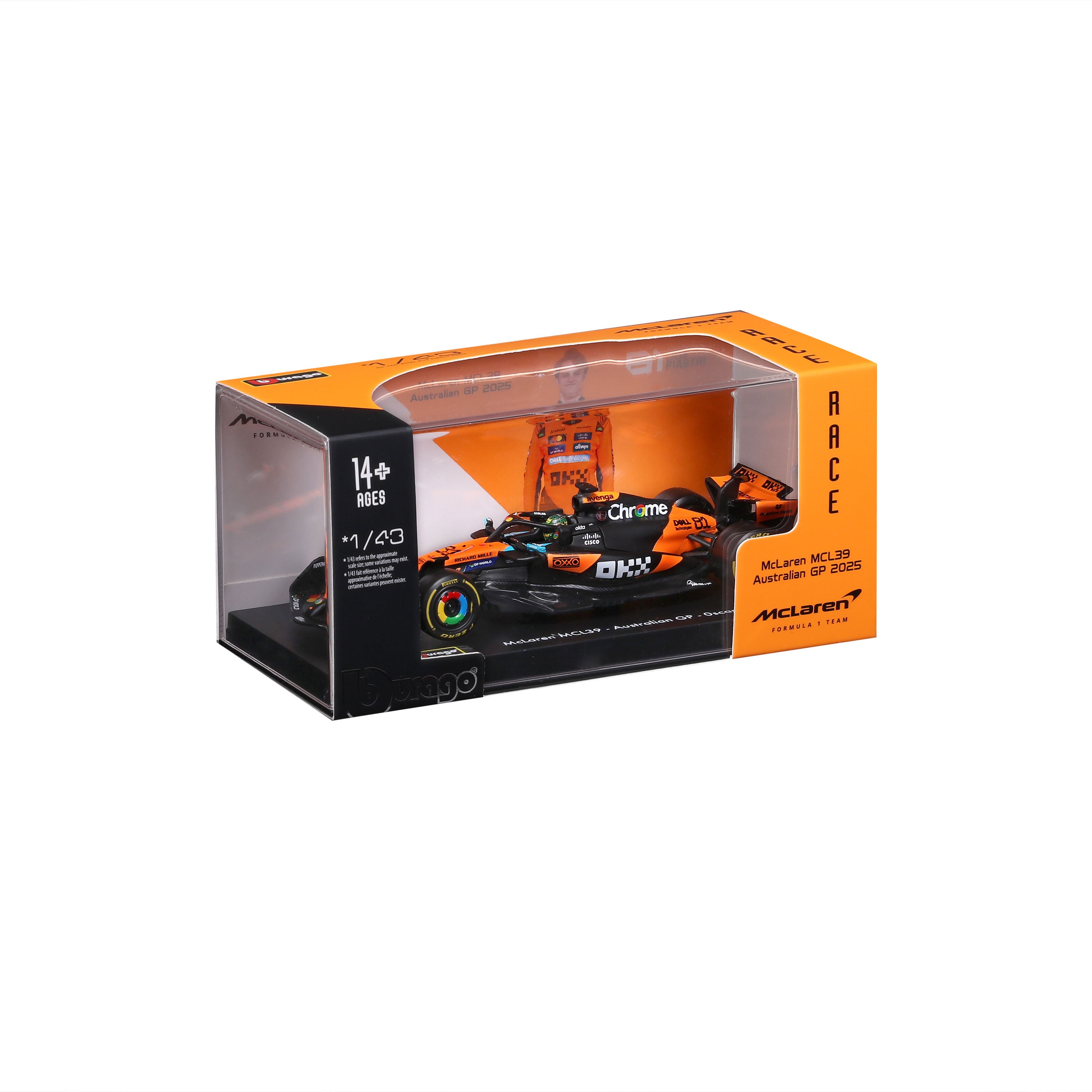 F1 McLaren F1 MCL39 2025 #81 Oscar Piastri – 1:43 Scale Model with Display Case