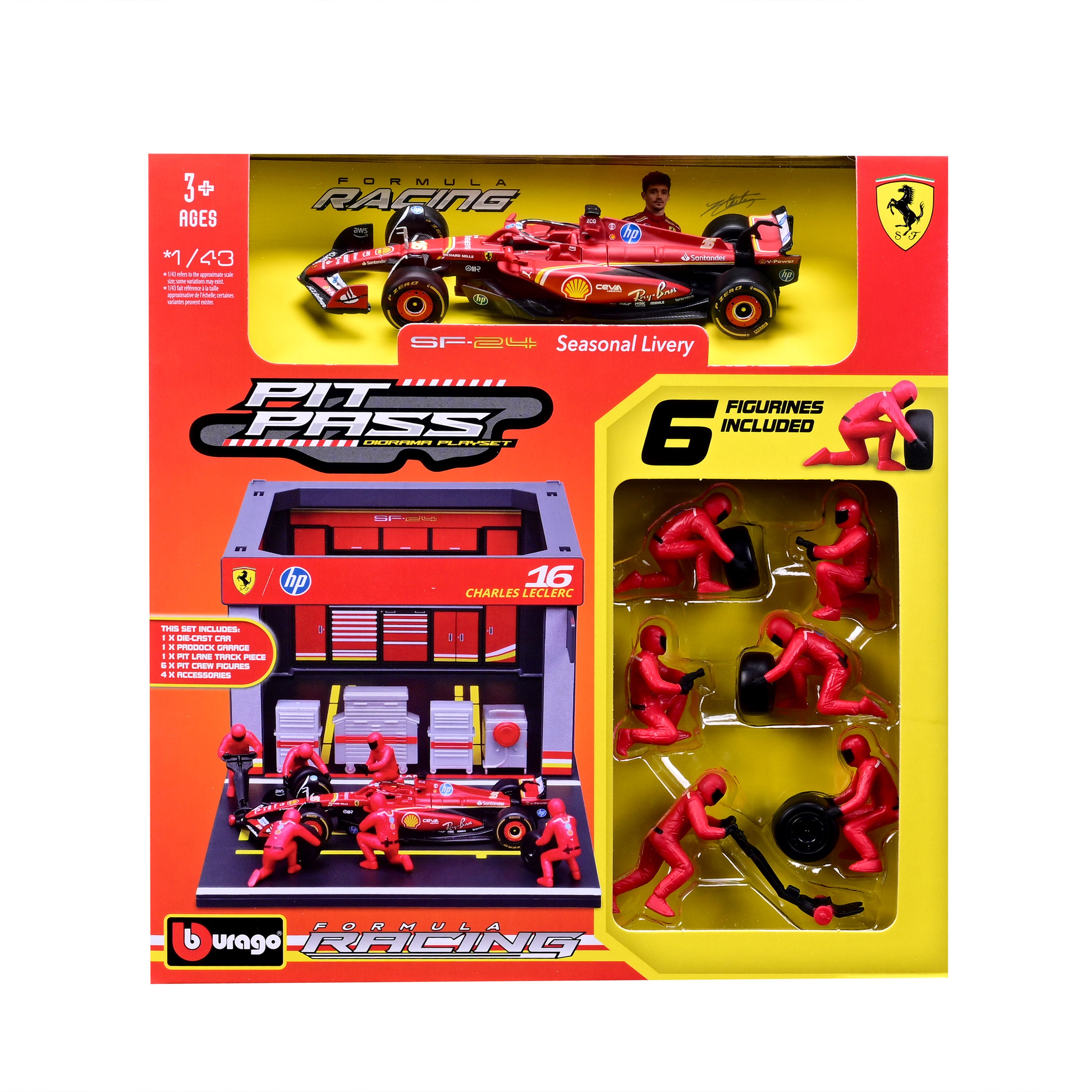 Pit Stop Ferrari with SF-24 #16 Charles Leclerc Diecast Model 1:43 F1 2024