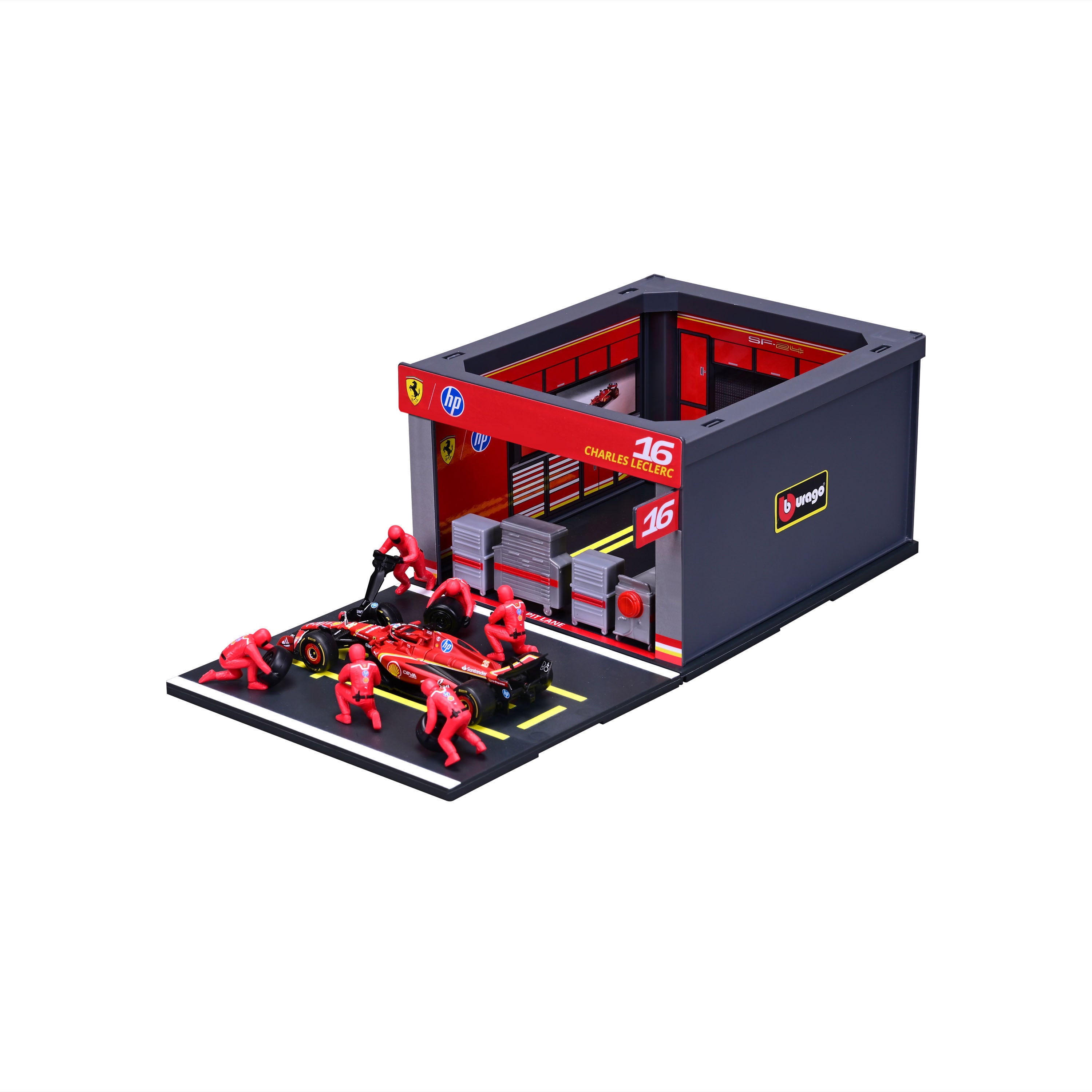 Pit Stop Ferrari with SF-24 #16 Charles Leclerc Diecast Model 1:43 F1 2024
