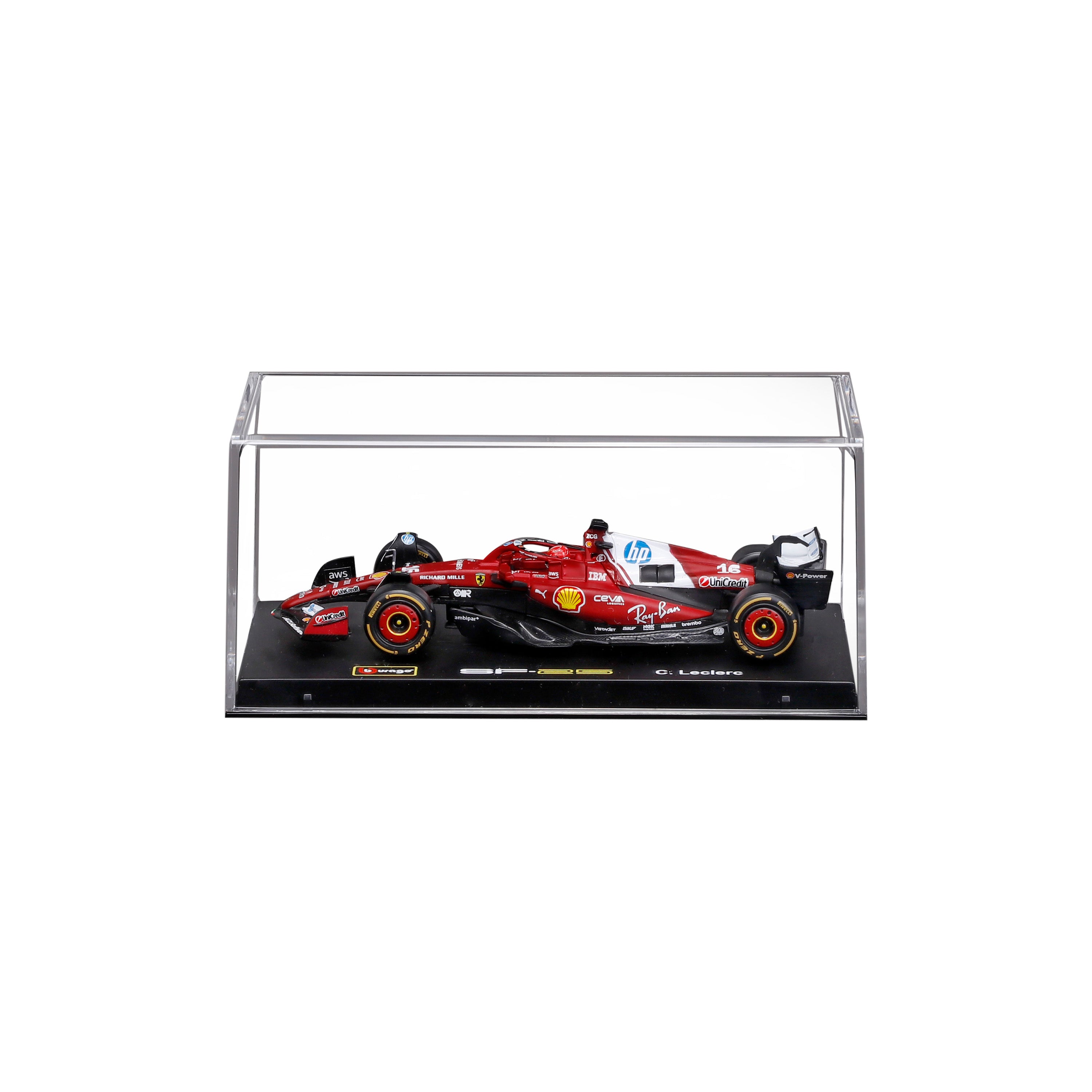 Ferrari SF-25 Charles Leclerc #16 F1 2025 – 1:43 Diecast Model with Display Case