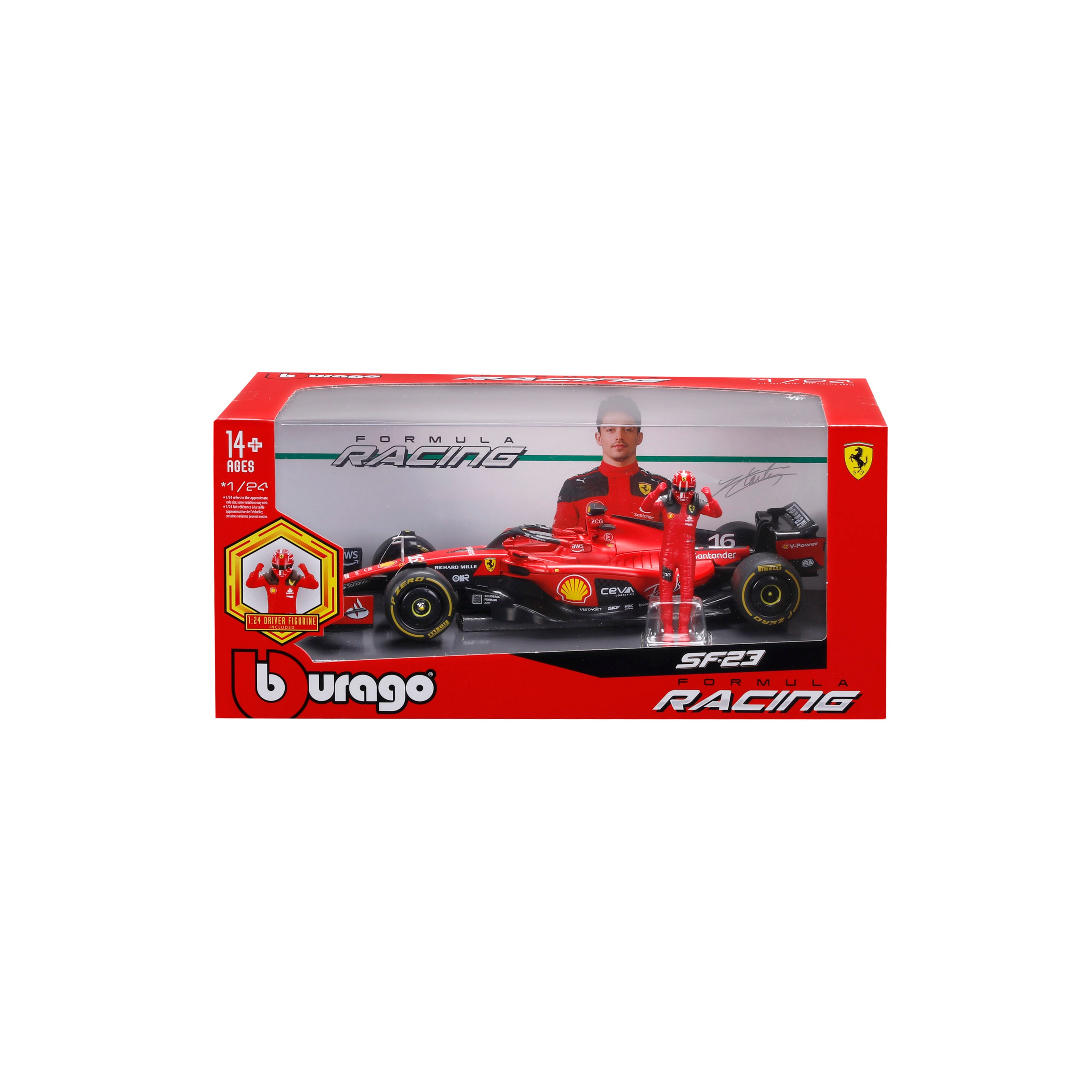 Ferrari SF-23 Charles Leclerc #16 – 1:24 Scale Diecast Model with Driver