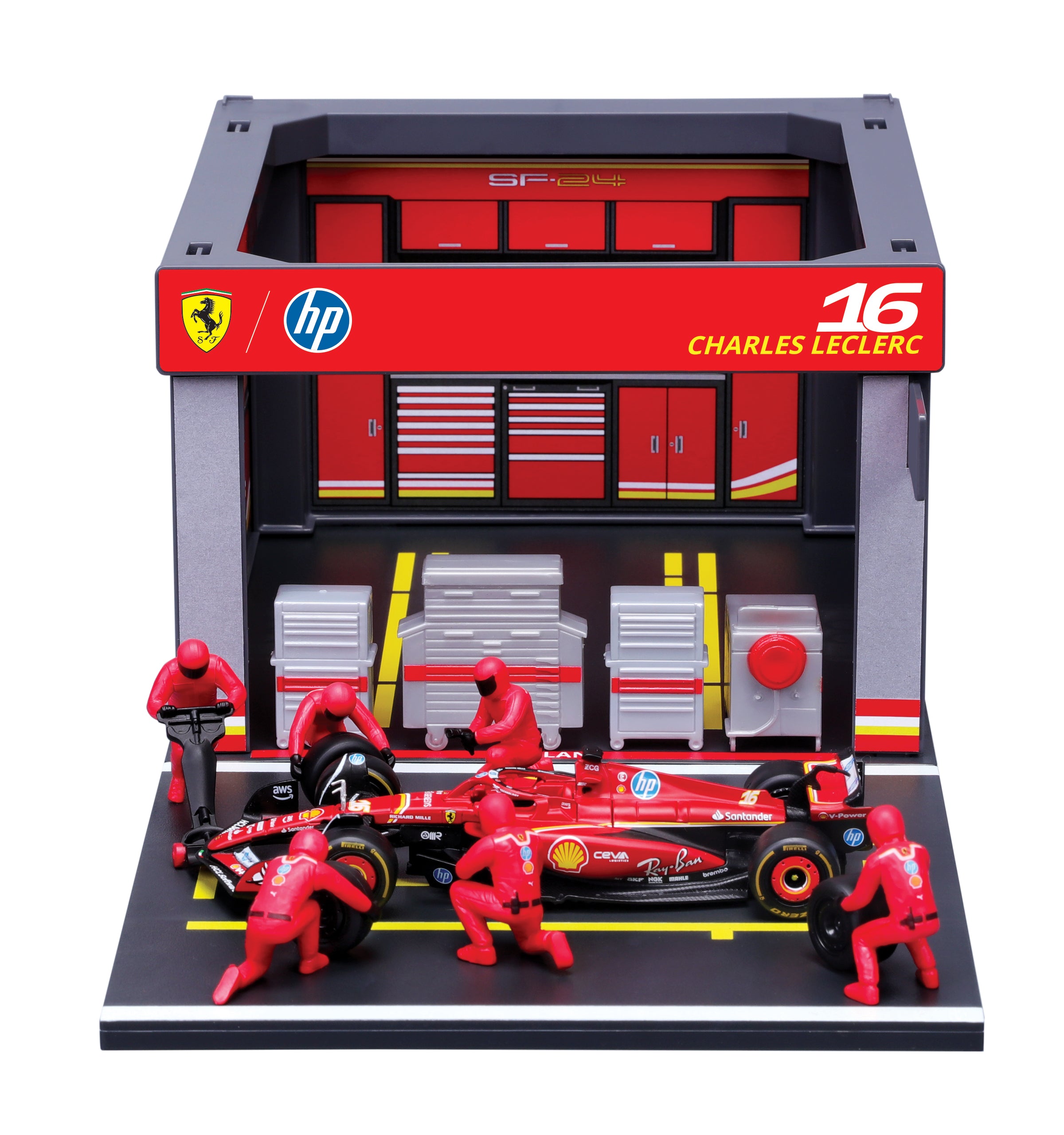Pit Stop Ferrari with SF-24 #16 Charles Leclerc Diecast Model 1:43 F1 2024