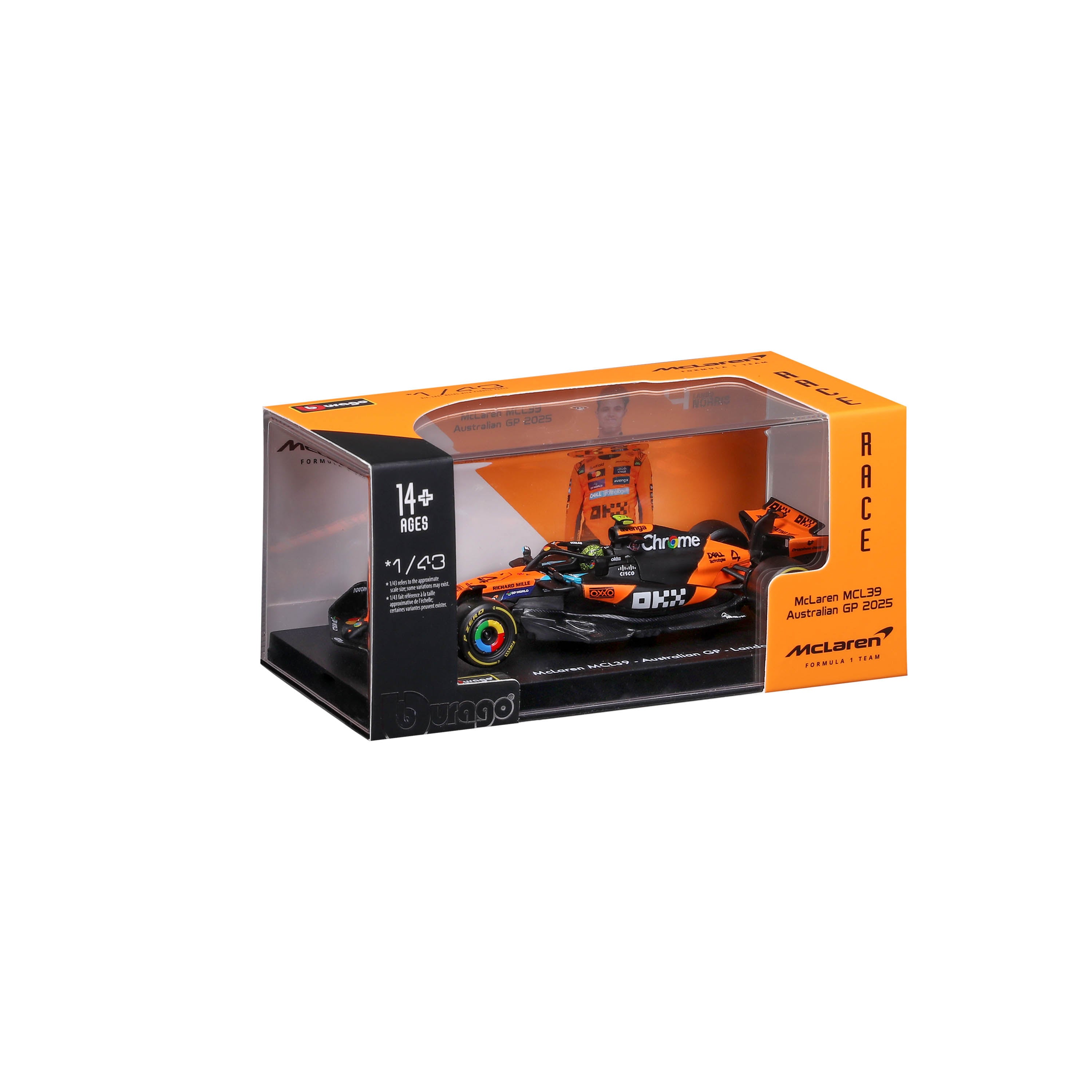 F1 McLaren F1 MCL39 2025 #4 Lando Norris – 1:43 Scale with Base and Display Case