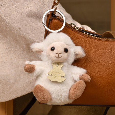 Porte-clés agneau écru - 12 cm - Les doux stretch