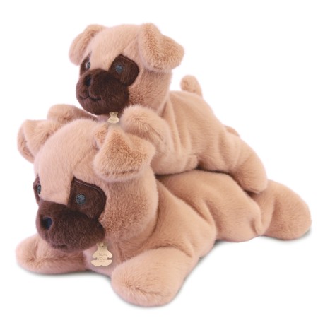 Peluche chien beige allongee lestee - Les P'tits Relax - 30 cm
