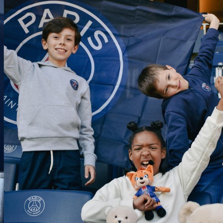 Peluche officielle Ours PSG - Bandes Hechter -Maillot Champion- 23 cm