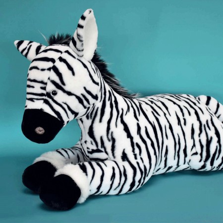 Peluche Zèbre Blanc et Noir - 50 cm