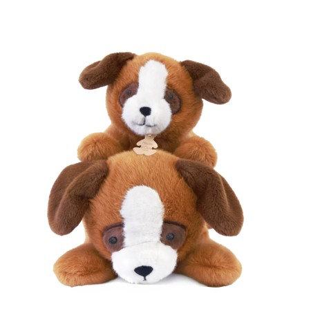 Peluche chien marron allongee lestee - Les P'tits Relax - 30 cm