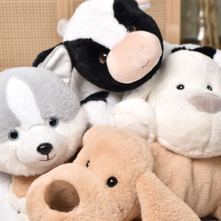 Peluche Chien Husky gris - 40 cm - Les Allongés Stretch