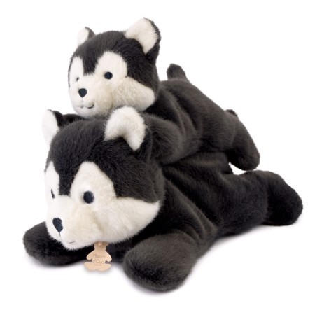 Loup gris peluche allongee - Les P'tits Relax - 30 cm
