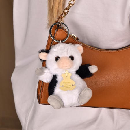Porte-clés vache blanche - 12 cm - Les doux stretch