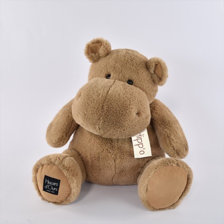 Peluche Hippopotame marron - chocolat chaud - 40cm