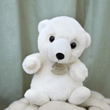 Peluche ours blanc assis - 20 cm