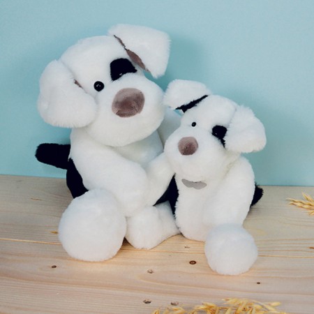 Peluche chien Noopy blanc et noir - Blanc - 40 cm