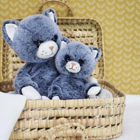 Peluche chat bleu 25 cm