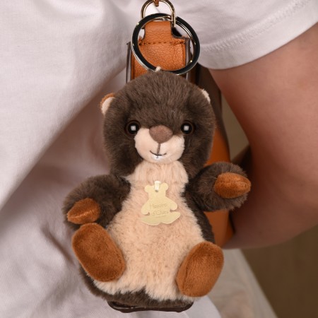 Porte-clés marmotte marron - 12 cm - Les doux stretch