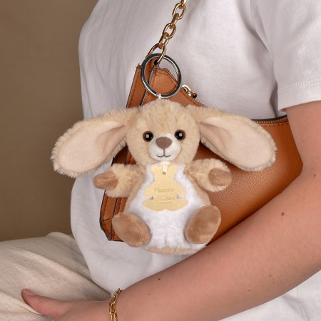 Porte-clés lapin beige - 12 cm - Les doux stretch