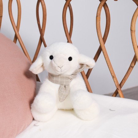 Petite Peluche Agneau foulard - 14 cm