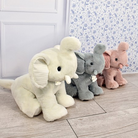Peluche éléphant Blanc - Preppy Chic- 35 cm
