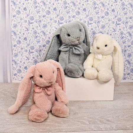 Peluche lapin Preppy Chics - Rose poudré - 40 cm