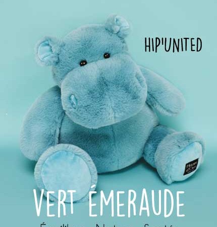 Peluche Hippopotame HIP'UNITED Vert émeraude - 40 cm