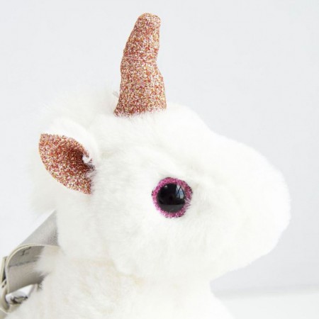 Porte-Clé Peluche Licorne Blanc Rose - 14 cm