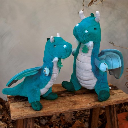 Peluche Grégoire le Dragon vert Emeraude - 30 cm