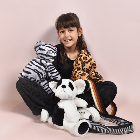 Sac bandouliere - Ours en peluche Zébré - 30 cm