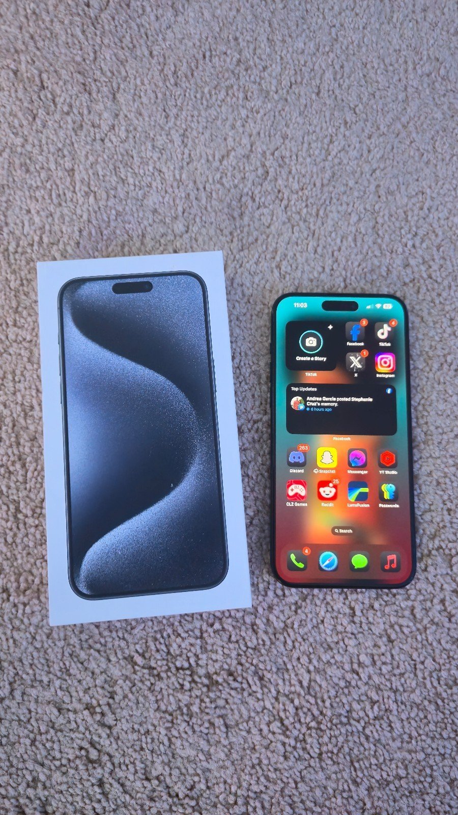 Apple iPhone 15 Pro Max Factory Unlocked (93% Batt) Blue Titanium 256GB 3E17