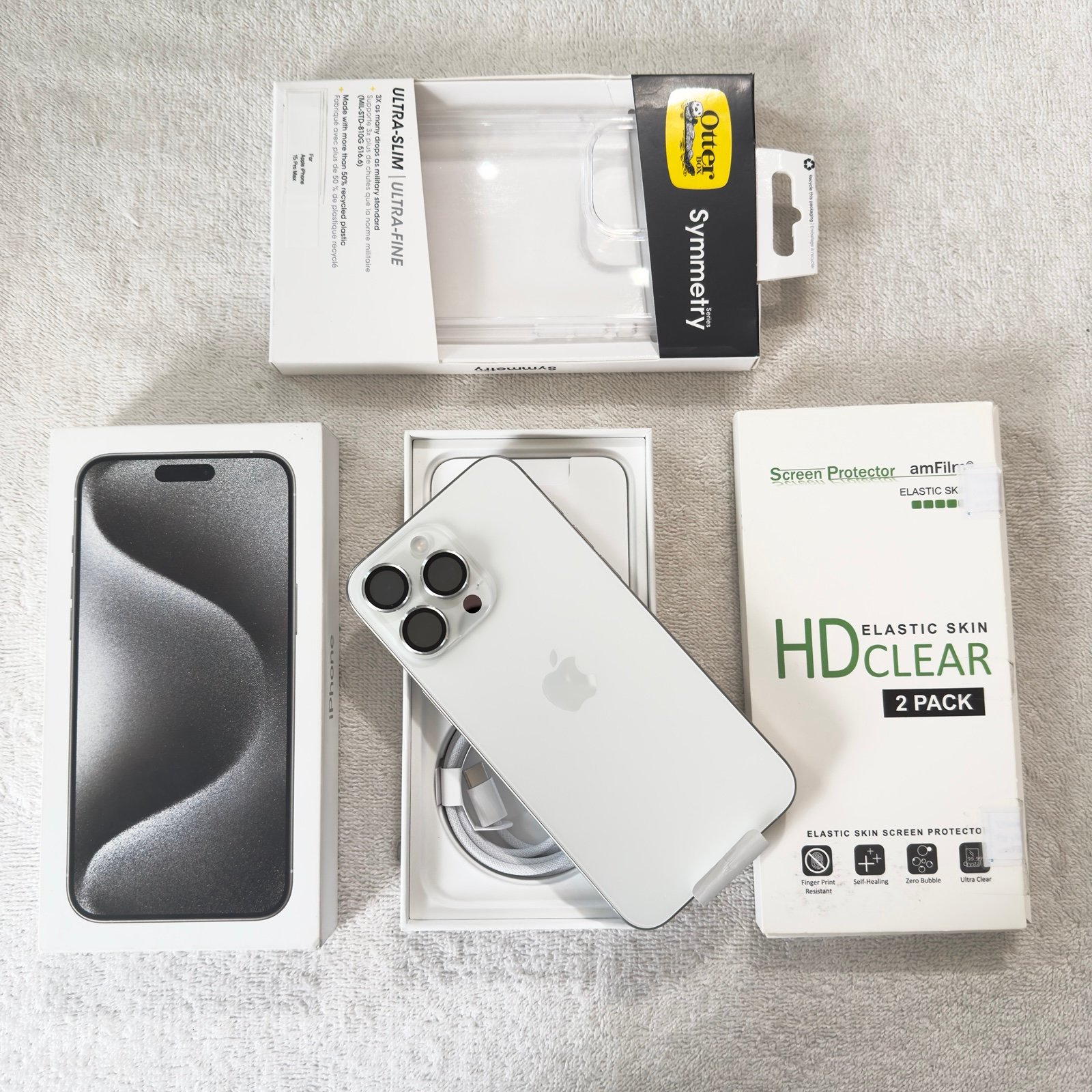 Apple iPhone 15 Pro Max - 256GB - Titanium White (Factory Unlocked) NEW! 6K86