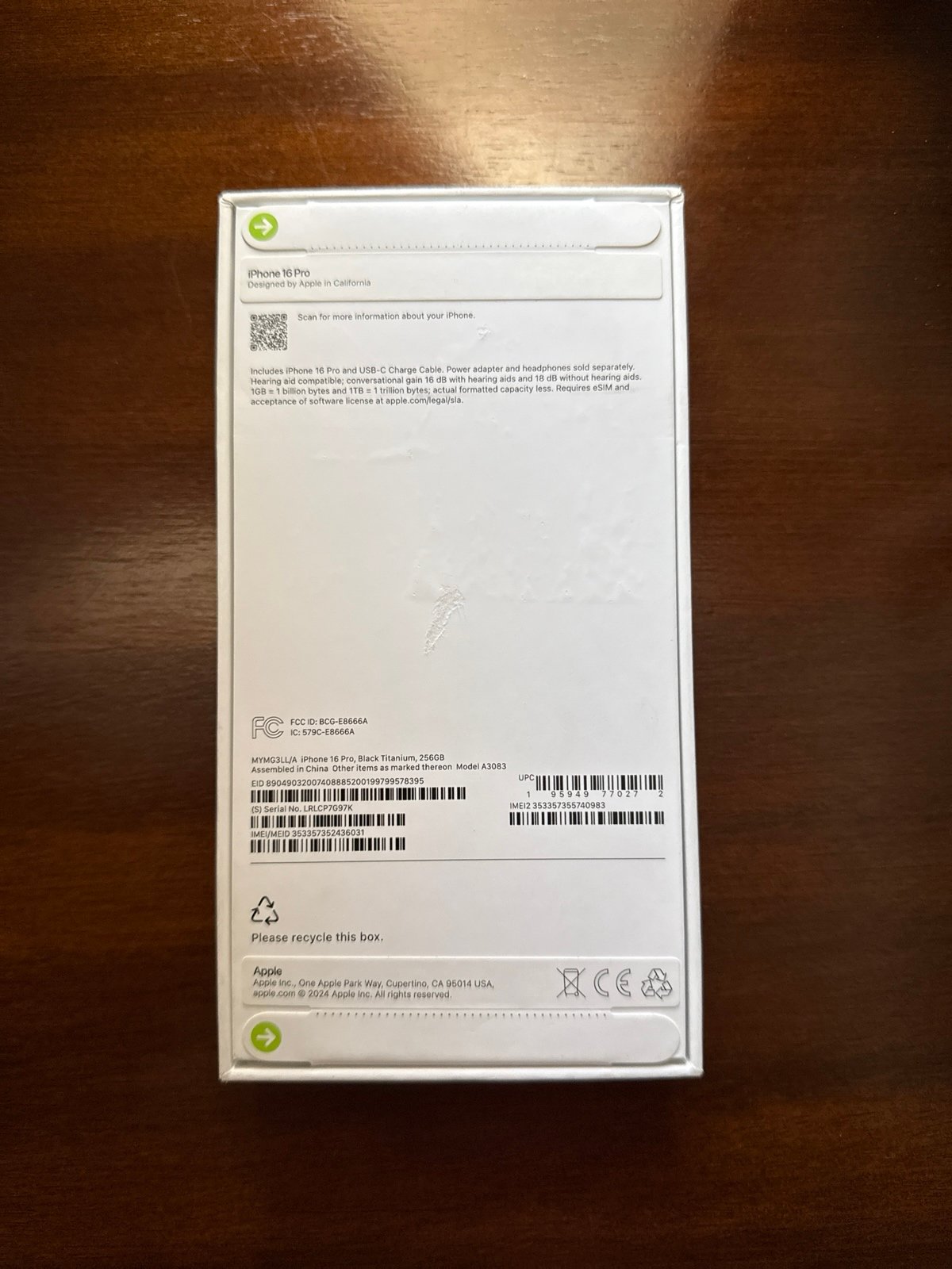 Apple iPhone 16 Pro 256GB Black Titanium Unlocked 9T21