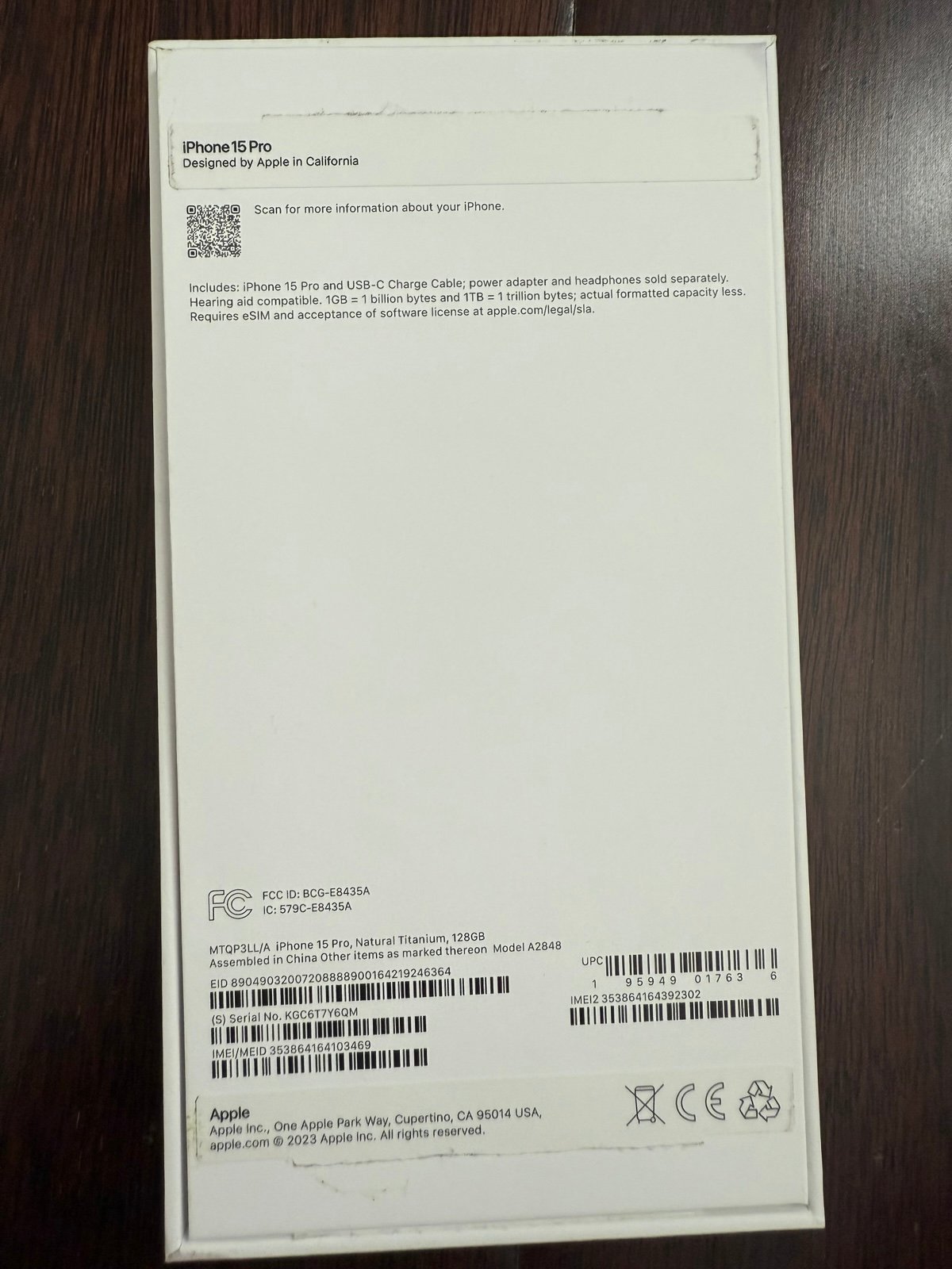 iPhone 15 pro unlocked 128GB 7F18