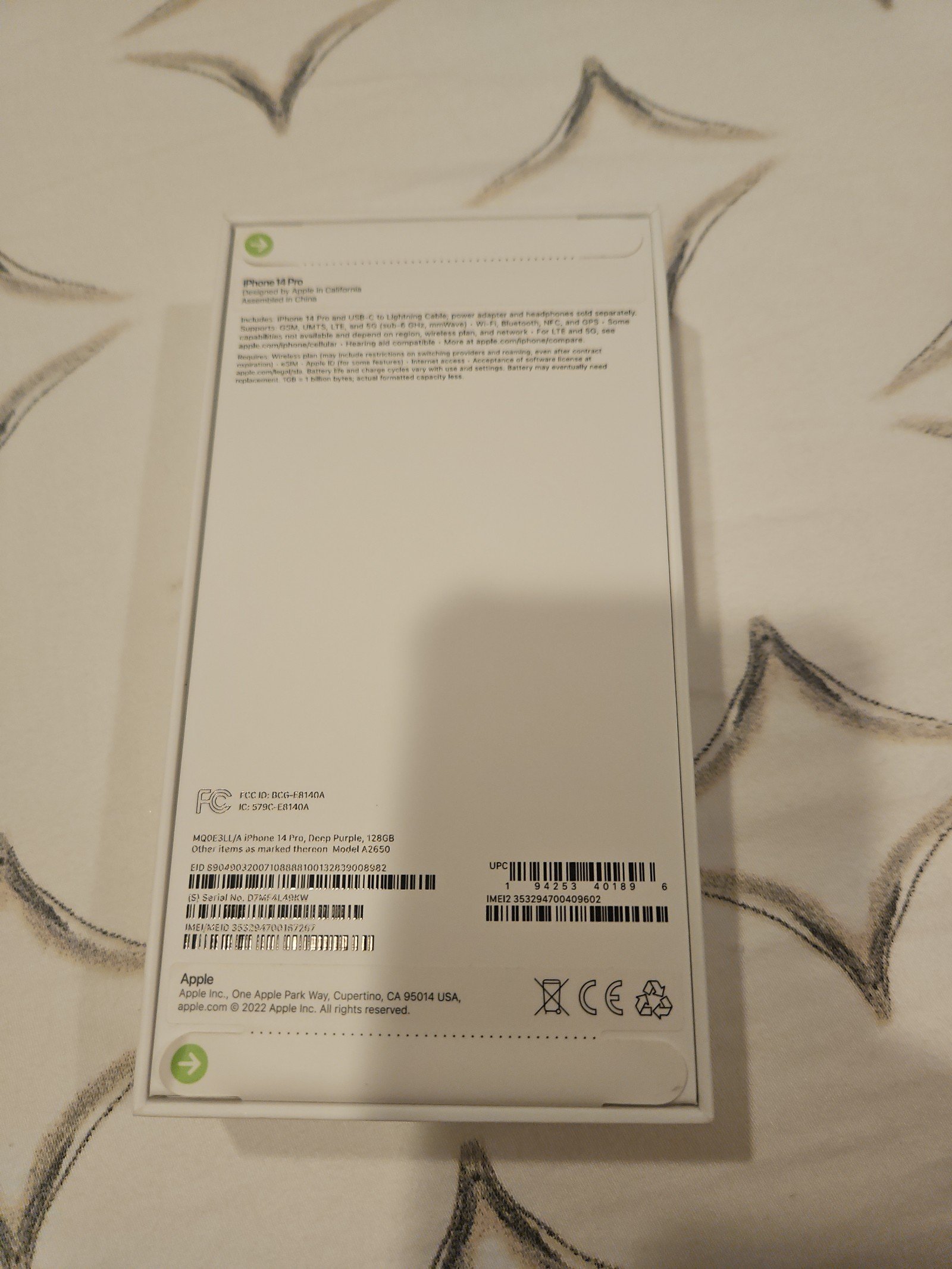 Apple iPhone 14 Pro 128 GB in Deep Purple 5C21