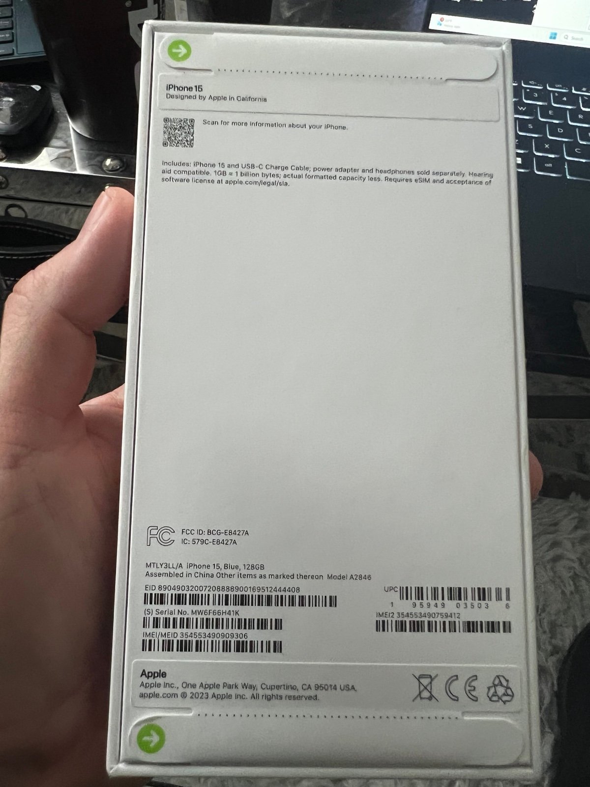 iPhone 15 128gb new sealed Verizon 5M28