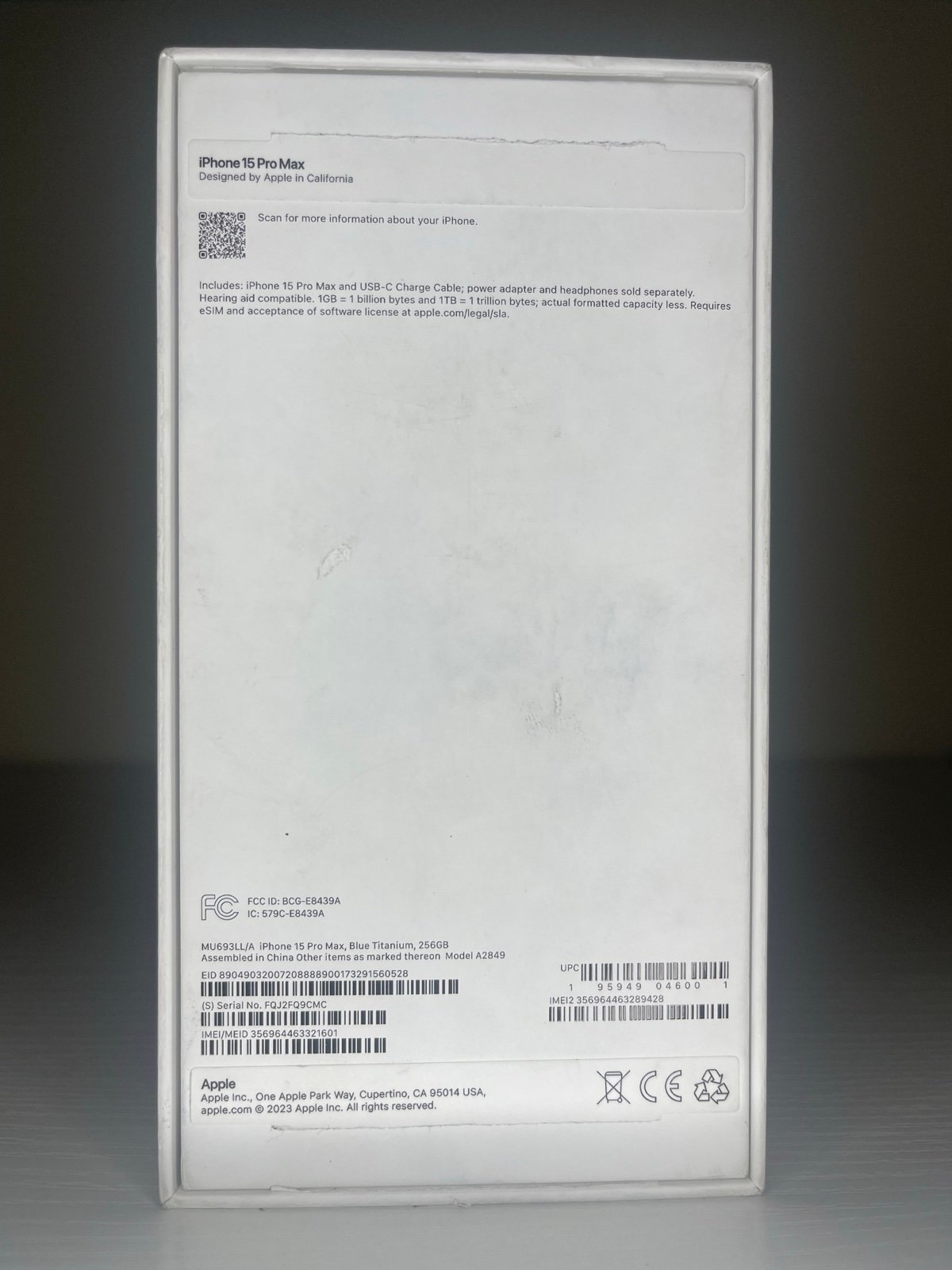 Apple iPhone 15 Pro Max - 256 GB - Blue Titanium (T-Mobile) 2K13