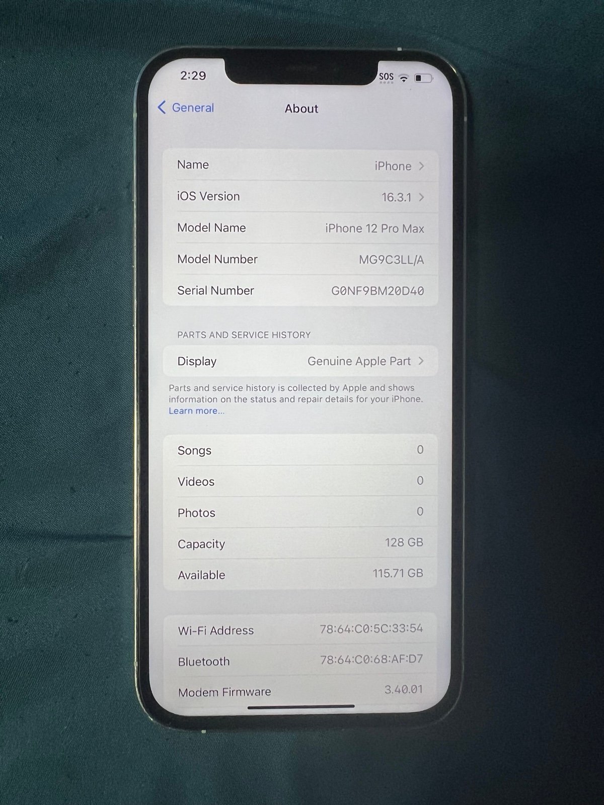 Apple iPhone 12 Pro Max 128 GB in Silver Unlocked 1B15