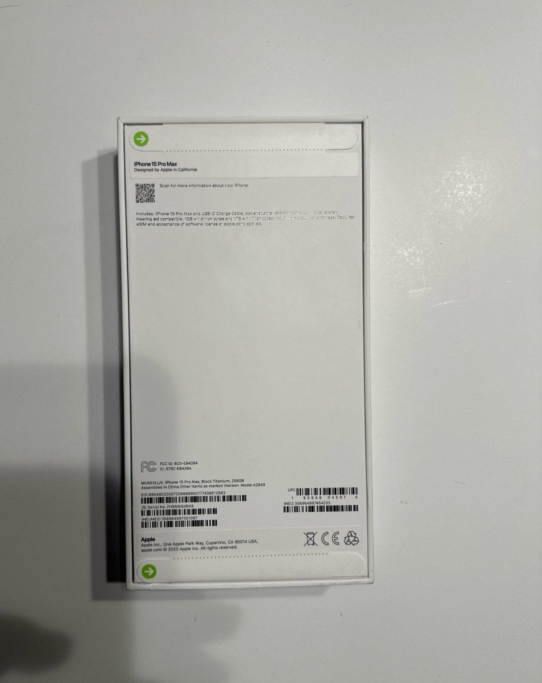 iPhone 15 pro max 256 GB (AT&T Only) Black Titanium -Factory Sealed 3H17