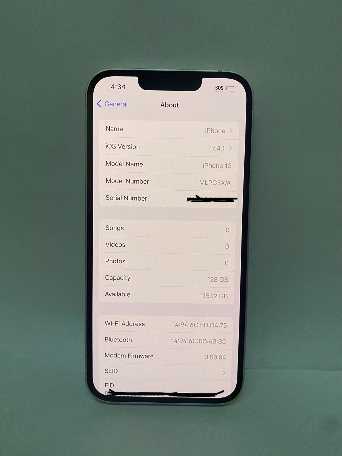 Apple iPhone 13 128 GB white unlocked 6X26